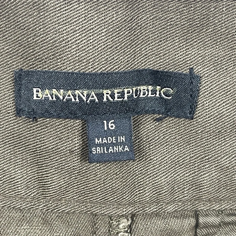 Banana Republic Pants Women 16 Olive Green Cotton Linen Pleated Cargo High Rise